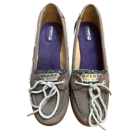 Sperry Top Sider Goldfish Graphite Sequin Wool Shoes 9M - Picture 1 of 11